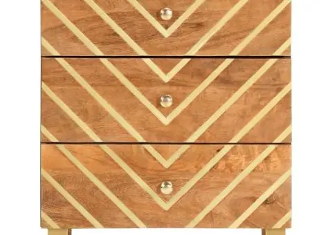 Noptieră, maro și negru, 50x33x60 cm, lemn masiv de mango - 4/5