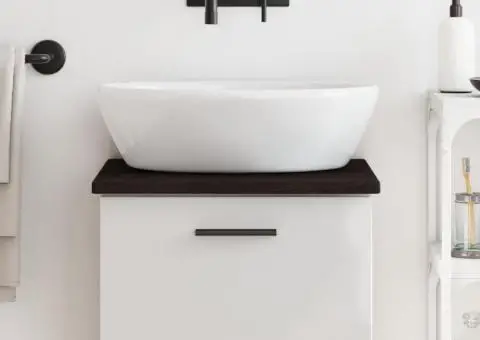 Blat de baie, maro închis, 40x40x2 cm, lemn masiv tratat - 1/5