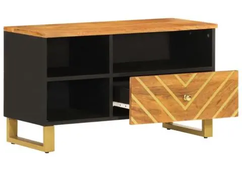 Dulap TV, maro și negru, 80x33,5x46 cm, lemn masiv de mango - 3/5