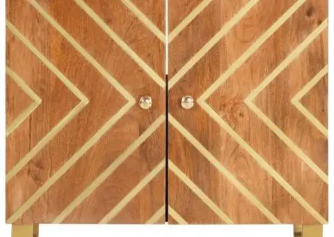 Dulap pentru chiuvetă de baie, maro și negru, lemn masiv mango - 4/5