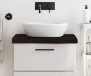 vidaXL Blat de baie, maro închis, 60x50x(2-6) cm, lemn masiv tratat