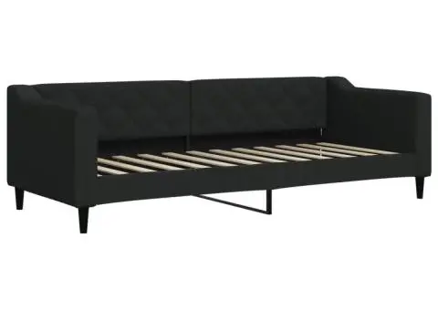 Pat de zi cu extensie și sertare, negru, 80x200 cm, textil - 4/5