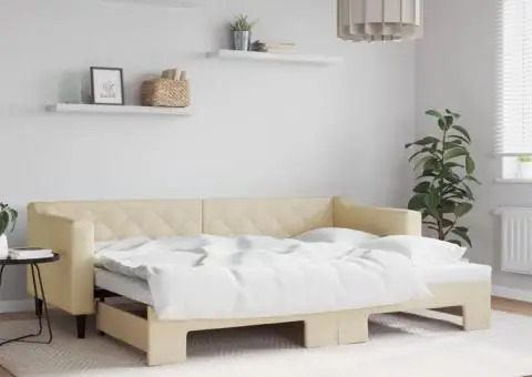 Pat de zi cu extensie, crem, 80x200 cm, textil - 1/5