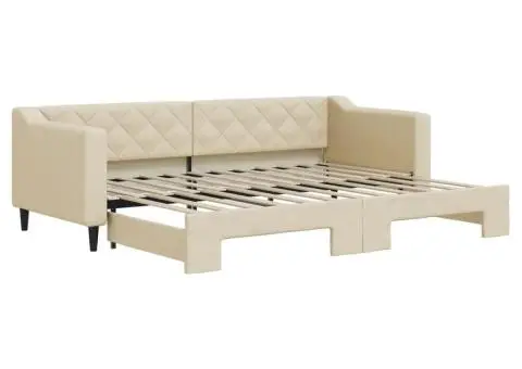 Pat de zi cu extensie, crem, 80x200 cm, textil - 2/5