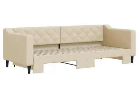 Pat de zi cu extensie, crem, 80x200 cm, textil - 3/5