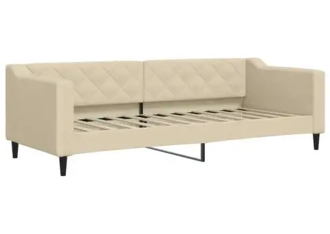 Pat de zi cu extensie, crem, 80x200 cm, textil - 4/5