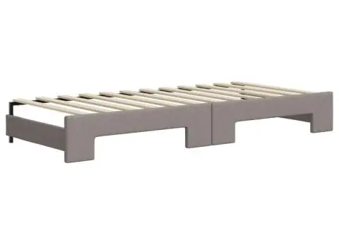 Pat de zi cu extensie și saltele, gri taupe, 90x200 cm, textil - 5/5