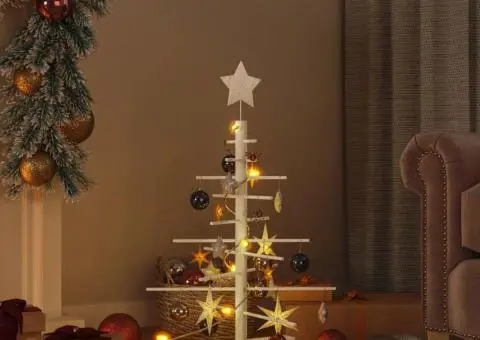 Brad de Crăciun din lemn decorativ, 75 cm, lemn de pin masiv - 1/5