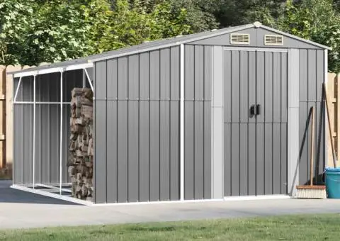 Șopron de grădină, gri, 277x279x179 cm, oțel zincat - 1/5