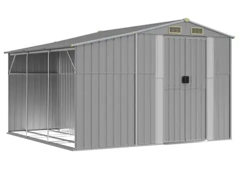 Șopron de grădină, gri, 277x279x179 cm, oțel zincat - 2/5