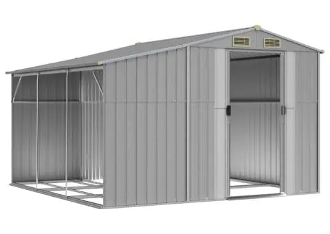 Șopron de grădină, gri, 277x279x179 cm, oțel zincat - 3/5