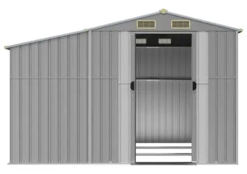 Șopron de grădină, gri, 277x279x179 cm, oțel zincat - 5/5