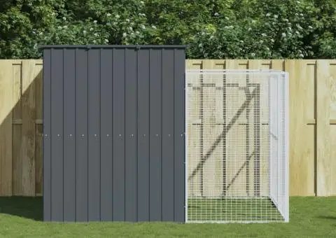 Cușcă de câine cu țarc antracit 214x253x181 cm oțel galvanizat - 1/5