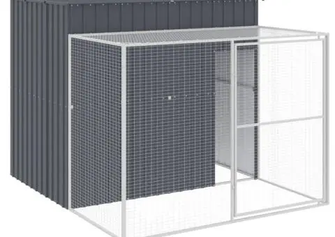 Cușcă de câine cu țarc antracit 214x253x181 cm oțel galvanizat - 2/5