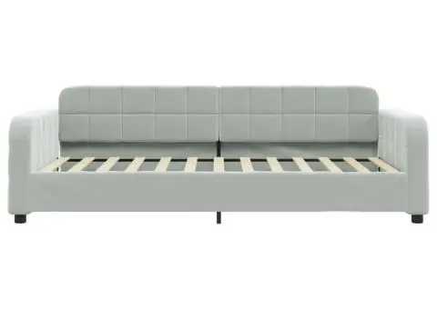 Pat de zi cu saltea, gri deschis, 90x200 cm, catifea - 4/5