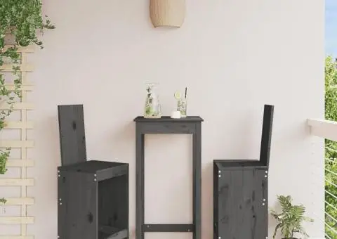 Scaune de bar, 2 buc., gri, 40x42x120 cm, lemn masiv de pin - 1/5