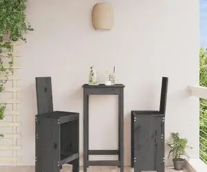 vidaXL Scaune de bar, 2 buc., gri, 40x42x120 cm, lemn masiv de pin