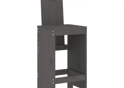 Scaune de bar, 2 buc., gri, 40x42x120 cm, lemn masiv de pin - 3/5