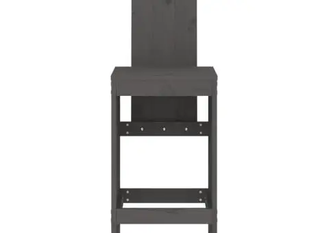 Scaune de bar, 2 buc., gri, 40x42x120 cm, lemn masiv de pin - 4/5