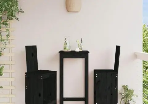 Scaune de bar, 2 buc., negru, 40x42x120 cm, lemn masiv de pin - 1/5