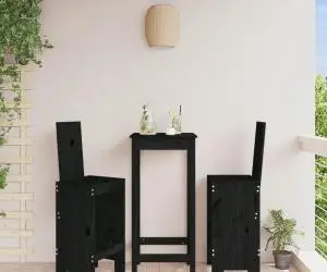 vidaXL Scaune de bar, 2 buc., negru, 40x42x120 cm, lemn masiv de pin