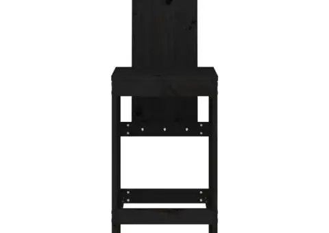 Scaune de bar, 2 buc., negru, 40x42x120 cm, lemn masiv de pin - 4/5