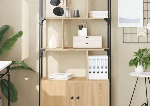 Bibliotecă cu uși stejar sonoma 76,5x30x154,5 cm lemn compozit - 1/5