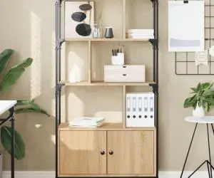 vidaXL Bibliotecă cu uși stejar sonoma 76,5x30x154,5 cm lemn compozit