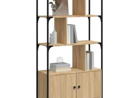 Bibliotecă cu uși stejar sonoma 76,5x30x154,5 cm lemn compozit - 3/5