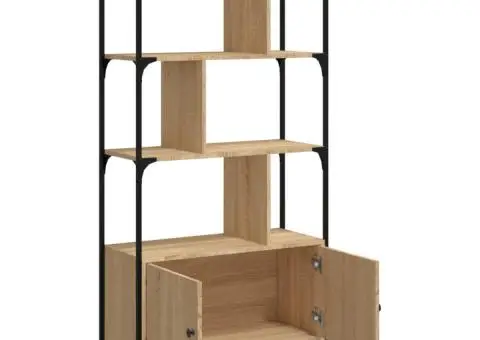 Bibliotecă cu uși stejar sonoma 76,5x30x154,5 cm lemn compozit - 4/5