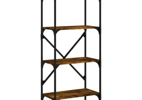 Bibliotecă cu 4 niveluri, stejar fumuriu, 56x31,5x138,5 cm lemn - 2/5