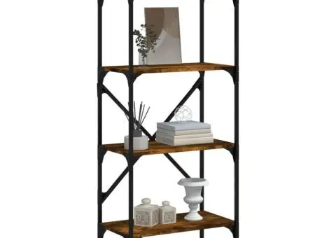 Bibliotecă cu 4 niveluri, stejar fumuriu, 56x31,5x138,5 cm lemn - 3/5