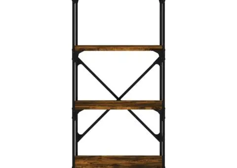 Bibliotecă cu 4 niveluri, stejar fumuriu, 56x31,5x138,5 cm lemn - 4/5