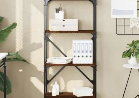 Bibliotecă cu 4 niveluri, stejar maro, 56x31,5x138,5 cm, lemn - 1/5