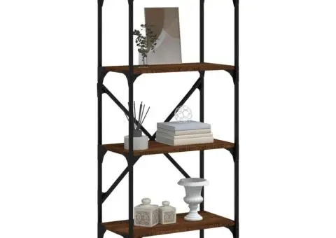 Bibliotecă cu 4 niveluri, stejar maro, 56x31,5x138,5 cm, lemn - 3/5