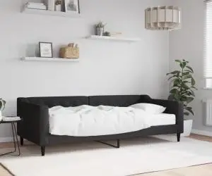vidaXL Pat de zi cu saltea, negru, 90x200 cm, textil