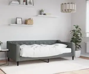 vidaXL Pat de zi cu saltea, gri închis, 90x190 cm, textil