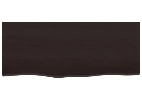 Blat de baie, maro închis, 100x40x2 cm, lemn masiv tratat - 3/5