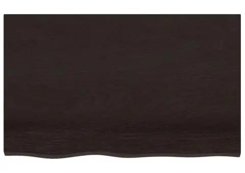 Blat de baie, maro închis, 80x60x2 cm, lemn masiv tratat - 3/5