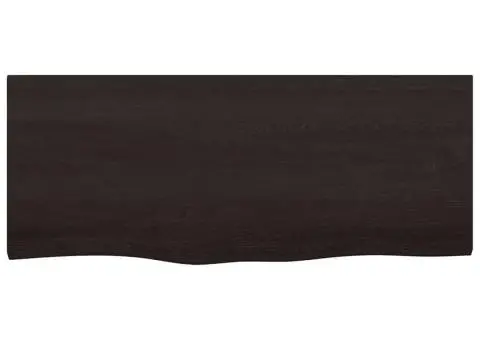 Blat de baie, maro închis, 100x40x(2-6) cm, lemn masiv tratat - 3/5