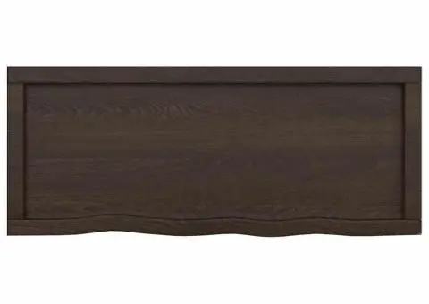 Blat de baie, maro închis, 100x40x(2-6) cm, lemn masiv tratat - 4/5