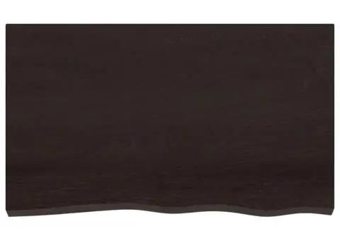 Blat de baie, maro închis, 100x60x2 cm, lemn masiv tratat - 3/5