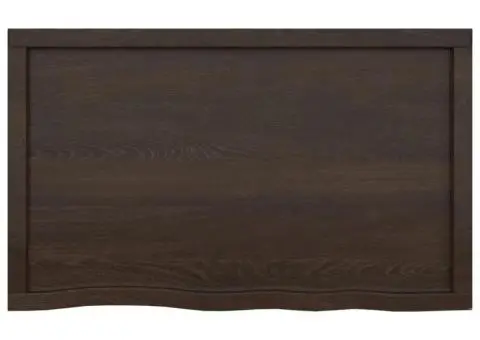 Blat de baie, maro închis, 100x60x(2-6) cm, lemn masiv tratat - 4/5