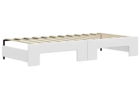 Pat de zi cu extensie și saltele alb 90x200 cm piele ecologică - 5/5