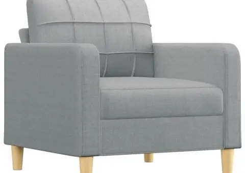 Set de canapele cu perne, 3 piese, gri deschis, textil - 3/5