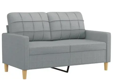 Set de canapele cu perne, 3 piese, gri deschis, textil - 4/5