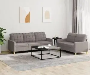vidaXL Set de canapea cu perne, 2 piese, gri taupe, material textil