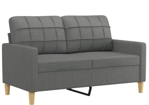 Set de canapele cu perne, 2 piese, gri închis, textil - 3/5