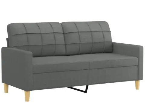 Set de canapele cu perne, 2 piese, gri închis, textil - 4/5