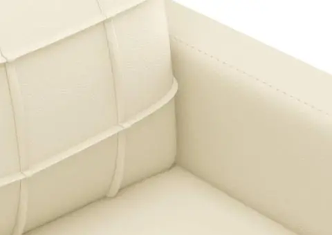 Set de canapele cu perne, 2 piese, crem, piele ecologică - 5/5